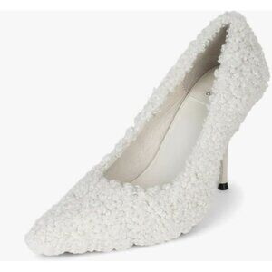 Jeffrey Campbell Ivory Sherpa Textured Heels Pump Shoes Size 8